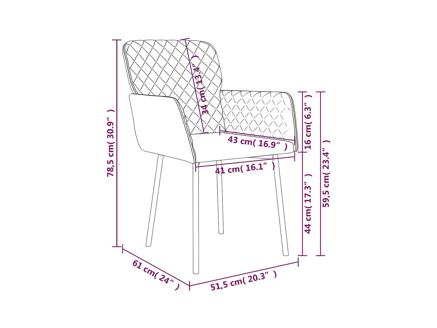 Chaises à manger lot de 2 Jaune Velours