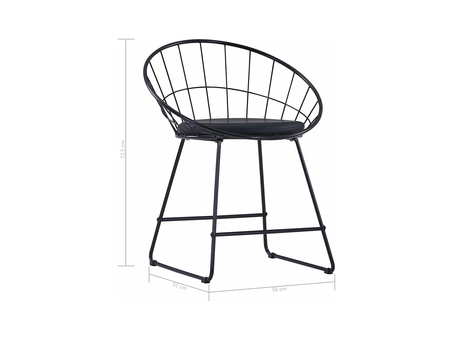 Chaises à manger similicuir lot de 6 noir acier