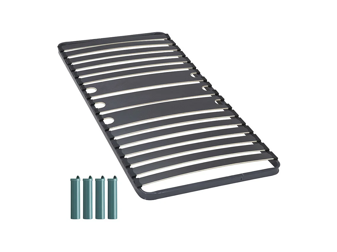 Sommier à lattes + pieds 90x190 C416 - 15 lattes bois - Fabrication française