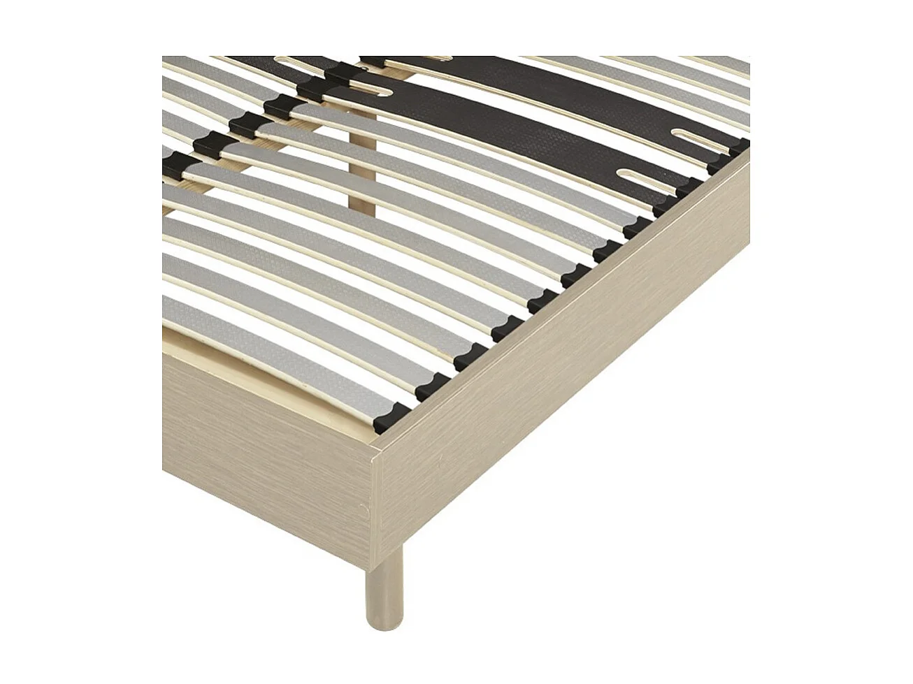 Sommier déco en Kit + pieds 160x200 - Decokit 36 lattes bois - Chêne clair - H. 13 cm