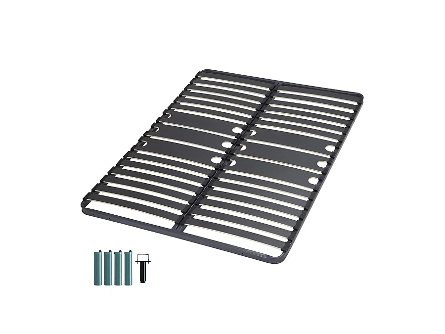 Sommier à lattes + pieds 140x190 C416 - 30 lattes bois - Fabrication française