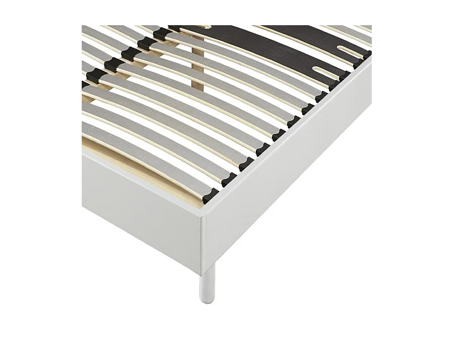 Sommier déco en Kit + pieds 160x200 - Decokit 36 lattes bois - Blanc - H. 13 cm