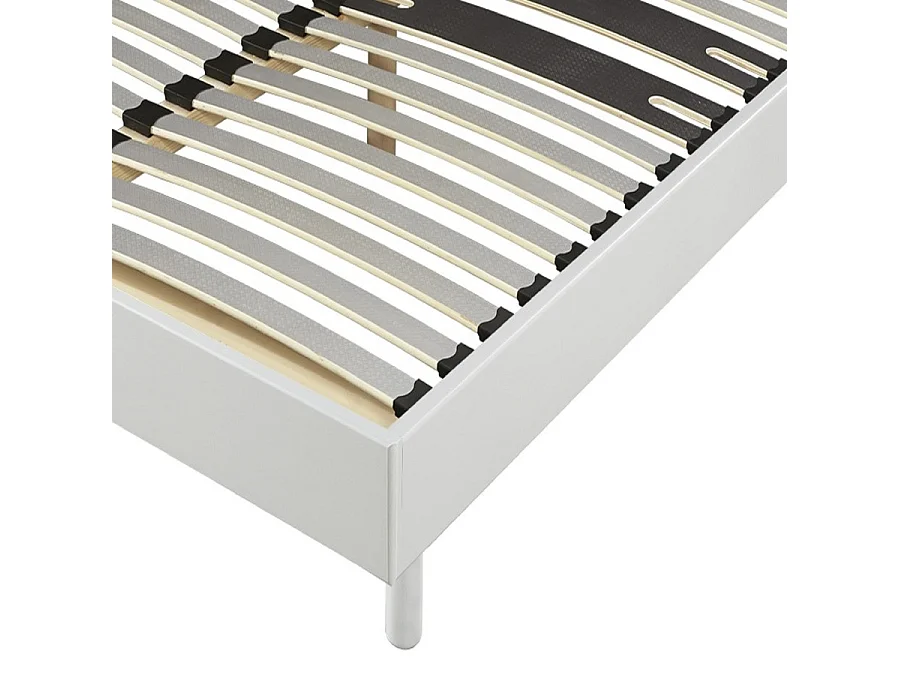Sommier déco en Kit + pieds 160x200 - Decokit 36 lattes bois - Blanc - H. 13 cm