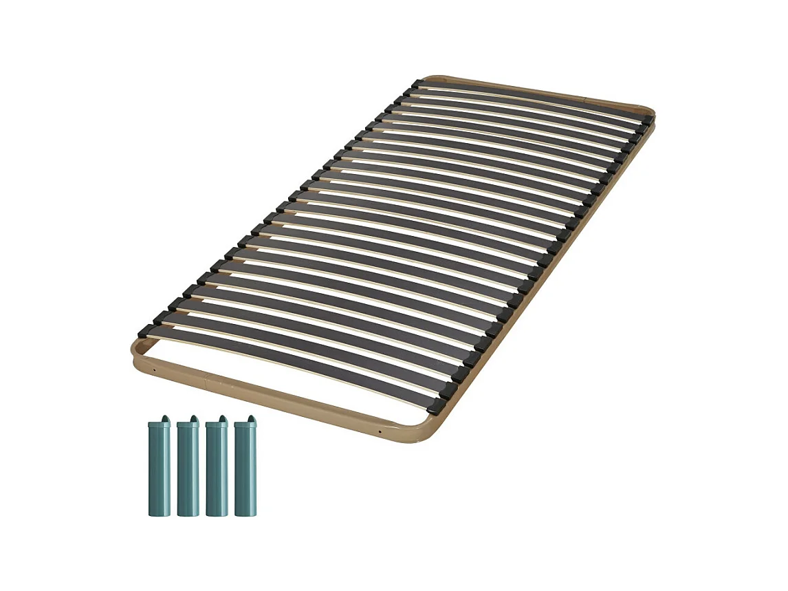 Sommier à lattes + pieds 100x200 Theta - 24 lattes bois - Fabrication française