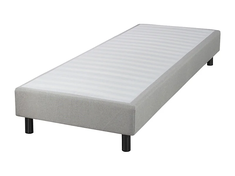 Sommier déco en Kit + pieds 160x200 - Newkit 40 lattes bois - Tissu lin - H. 18 cm