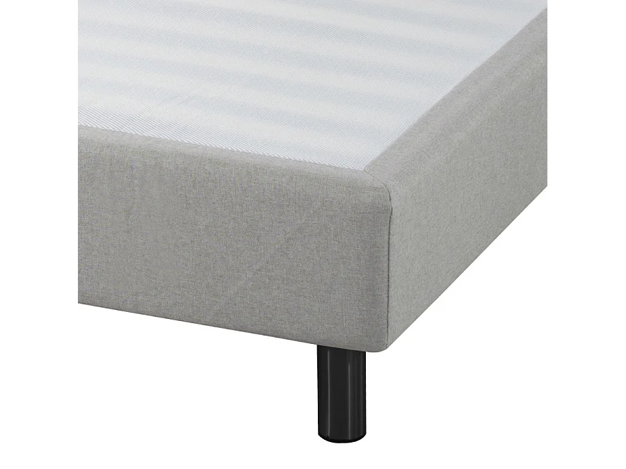 Sommier déco en Kit + pieds 160x200 - Newkit 40 lattes bois - Tissu lin - H. 18 cm