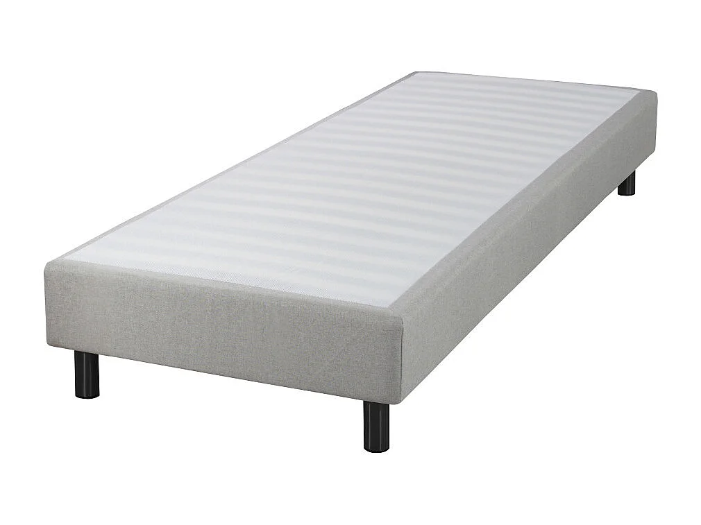 Sommier déco en Kit + pieds 160x200 - Newkit 40 lattes bois - Tissu lin - H. 18 cm