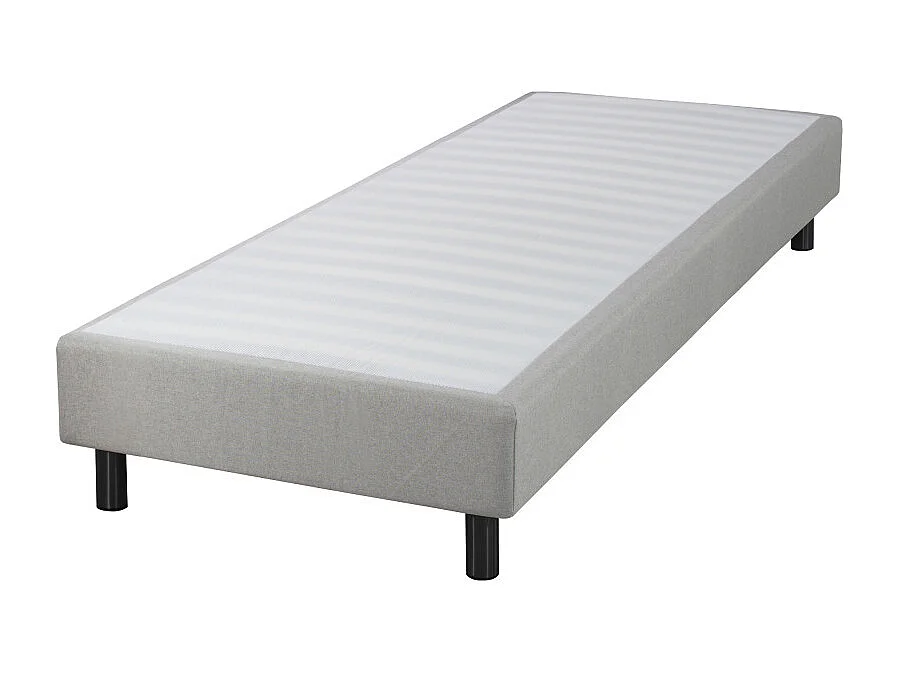 Sommier déco en Kit + pieds 160x200 - Newkit 40 lattes bois - Tissu lin - H. 18 cm