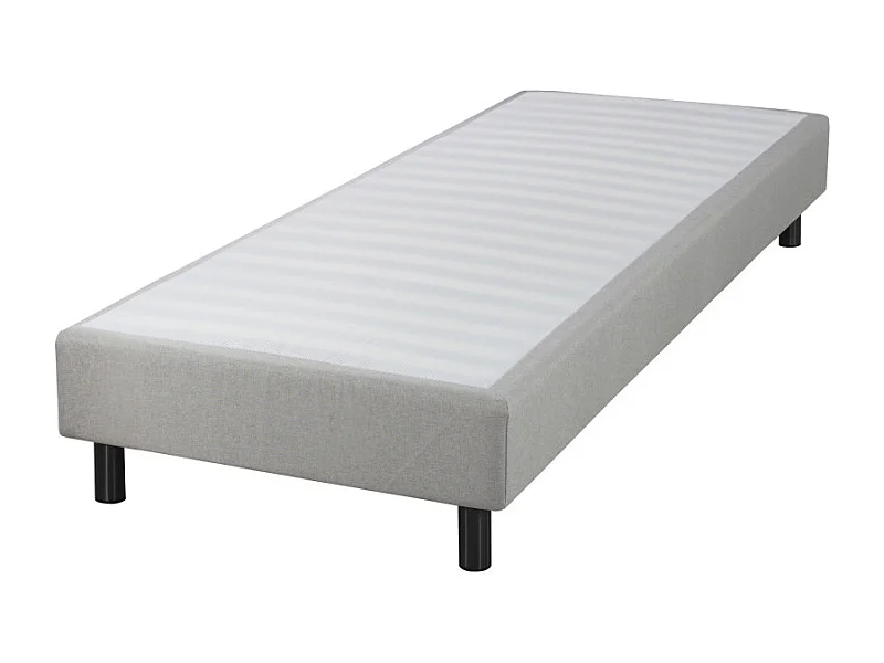 Sommier déco en Kit + pieds 160x200 - Newkit 40 lattes bois - Tissu lin - H. 18 cm