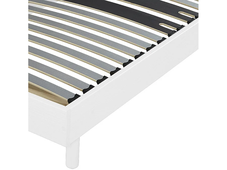Sommier déco en Kit + pieds 90x190 - Decokit 18 lattes bois - Blanc - H. 13 cm