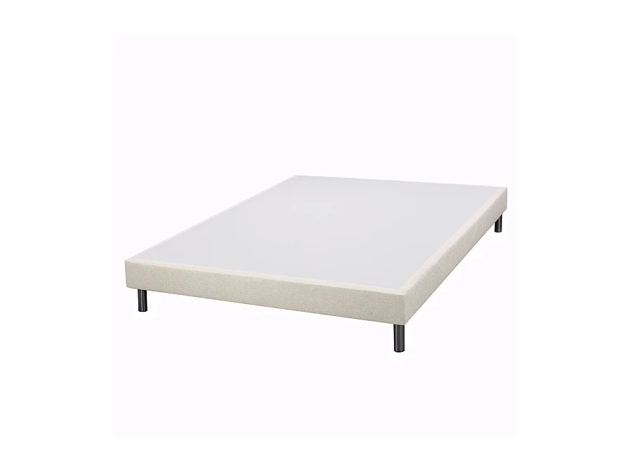 Sommier tapissier + pieds SR15 Sahara 140x190 Lattes bois massif - H.15 cm