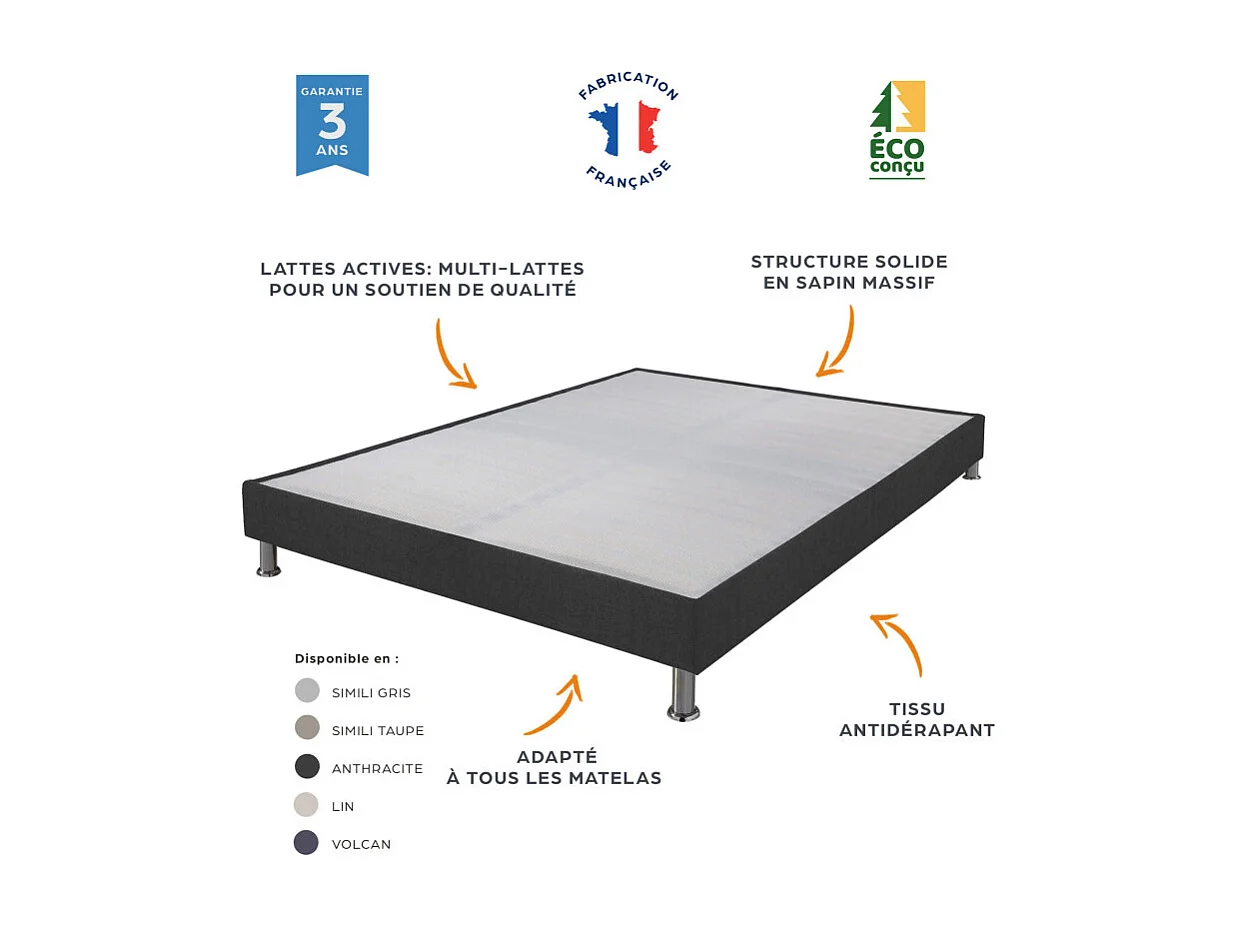 Sommier tapissier 80x200 Omega blanc 18 lattes