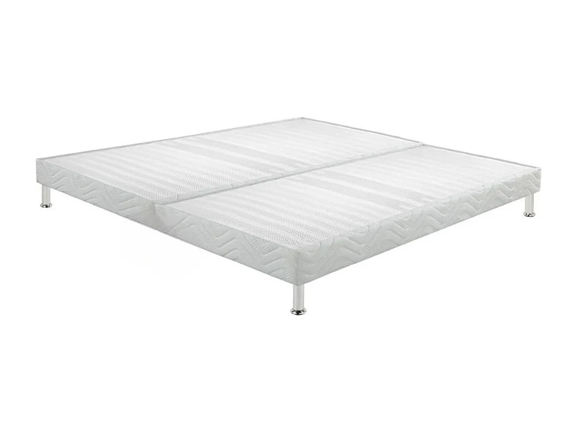 Sommier tapissier + jeu de pieds 70+70x190 Omega blanc 18 lattes