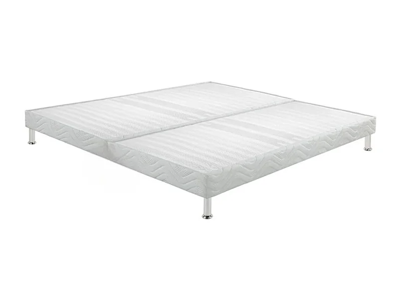 Sommier tapissier + jeu de pieds 70+70x190 Omega blanc 18 lattes