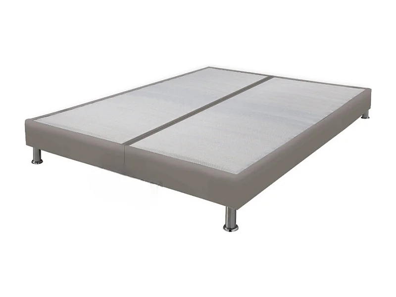 Sommier tapissier + jeu de pieds 70+70x190 Omega simili taupe 18 lattes