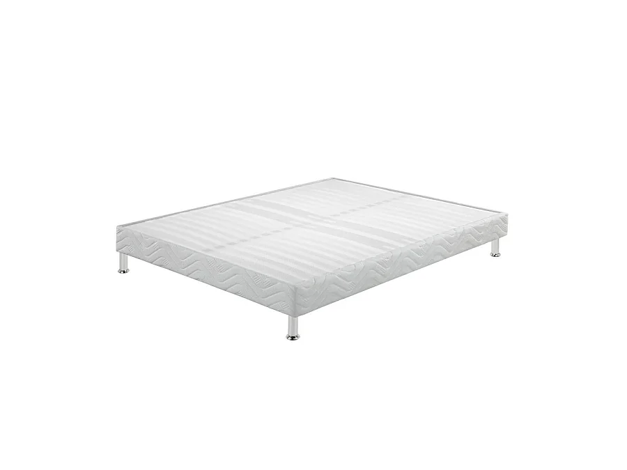 Sommier tapissier + jeu de pieds 120x190 Omega blanc 2x18 lattes