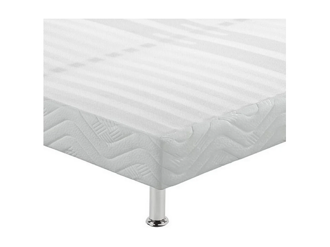 Sommier tapissier + jeu de pieds 120x190 Omega blanc 2x18 lattes