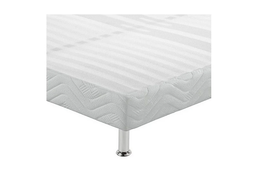 Sommier tapissier + jeu de pieds 140x190 Omega blanc 2x18 lattes