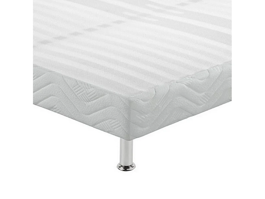 Sommier tapissier + jeu de pieds 140x190 Omega blanc 2x18 lattes