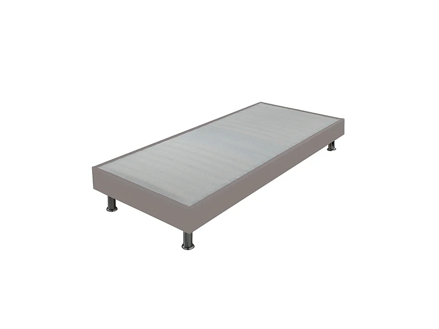 Sommier tapissier + jeu de pieds 80x200 Omega simili taupe 18 lattes