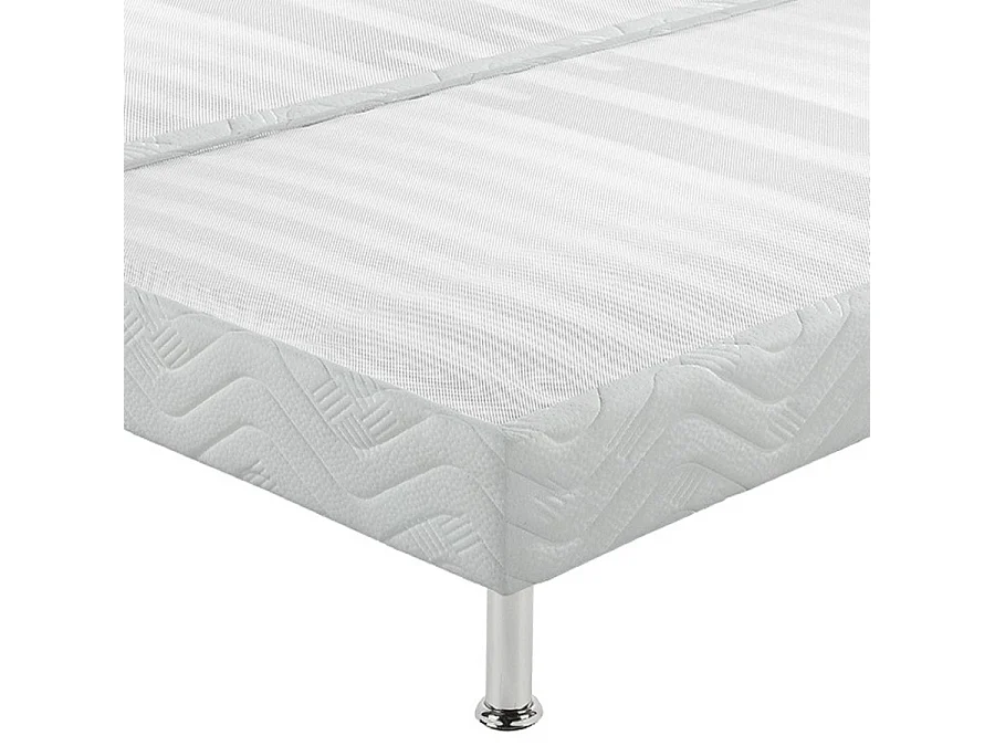 Sommier tapissier + jeu de pieds 90+90x200 Omega blanc 18 lattes
