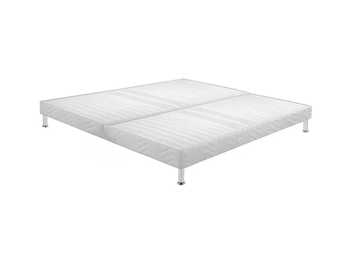 Sommier tapissier + jeu de pieds 80+80x200 Omega blanc 18 lattes
