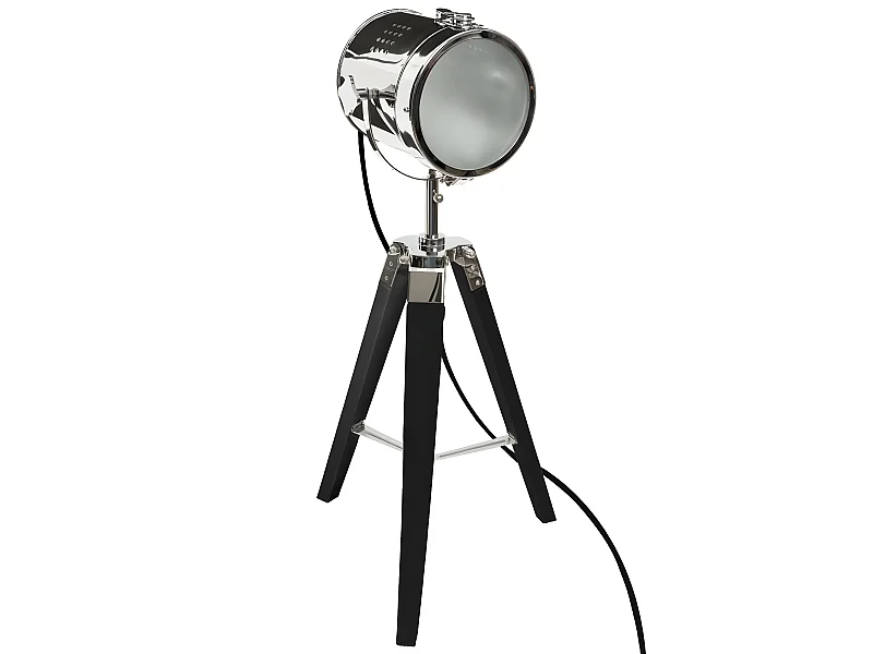 Lampe à poser en bois et métal noir H.68 cm