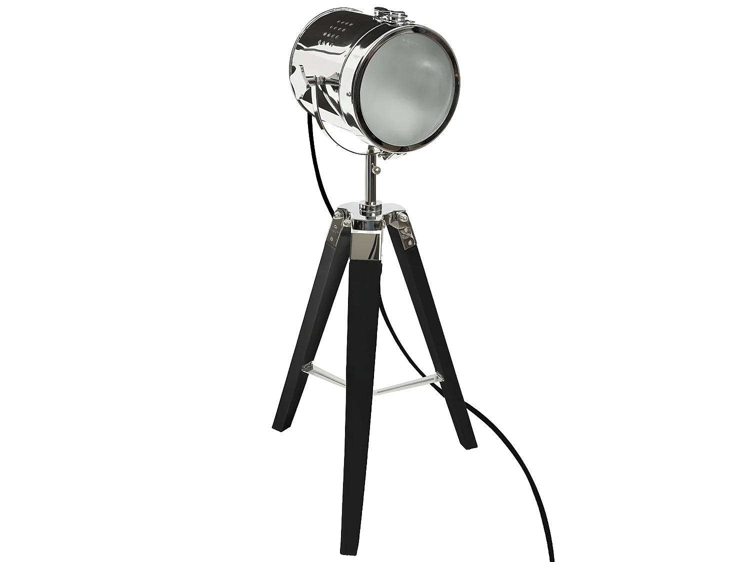 Lampe à poser en bois et métal noir H.68 cm