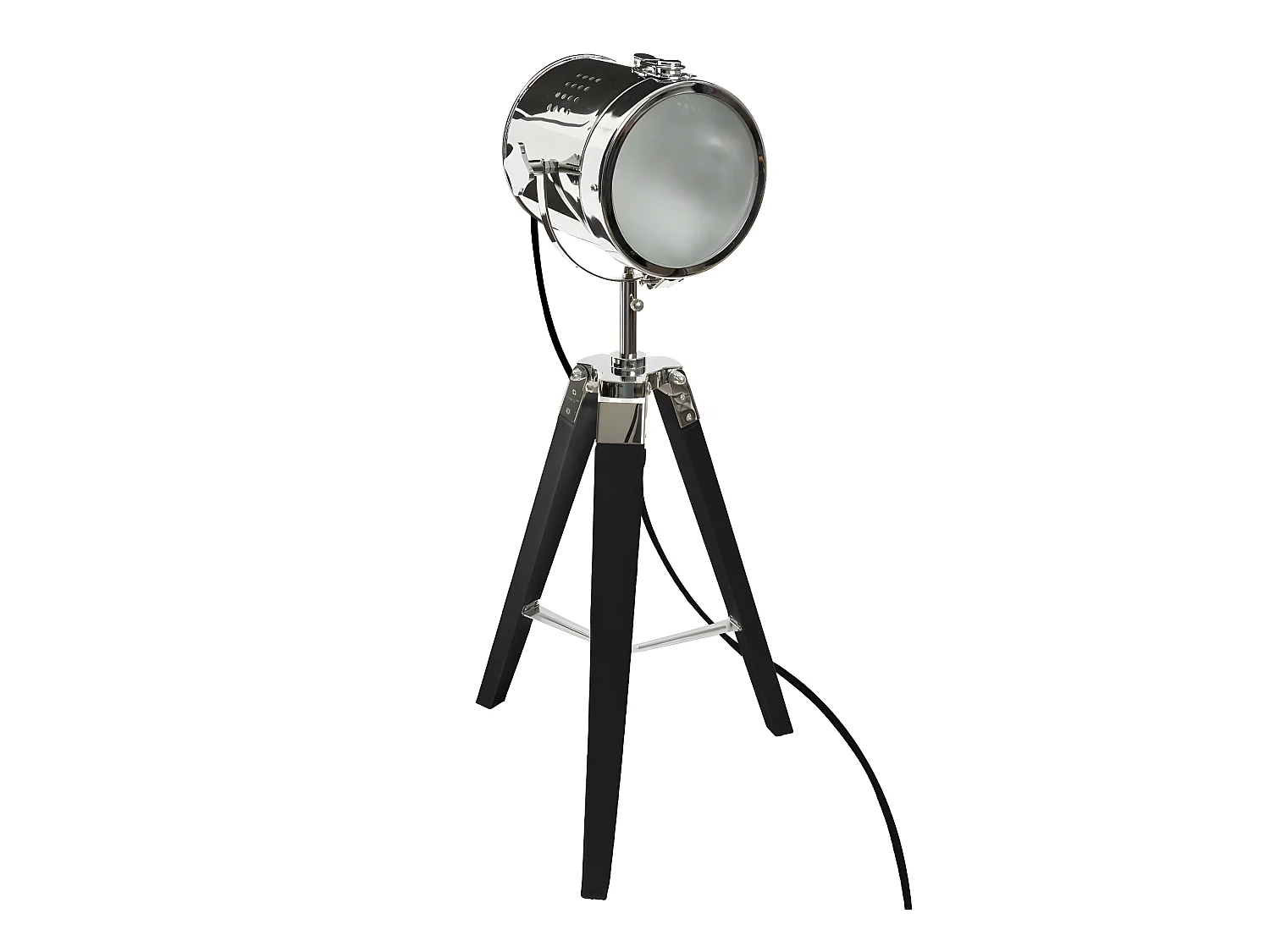 Lampe à poser en bois et métal noir H.68 cm