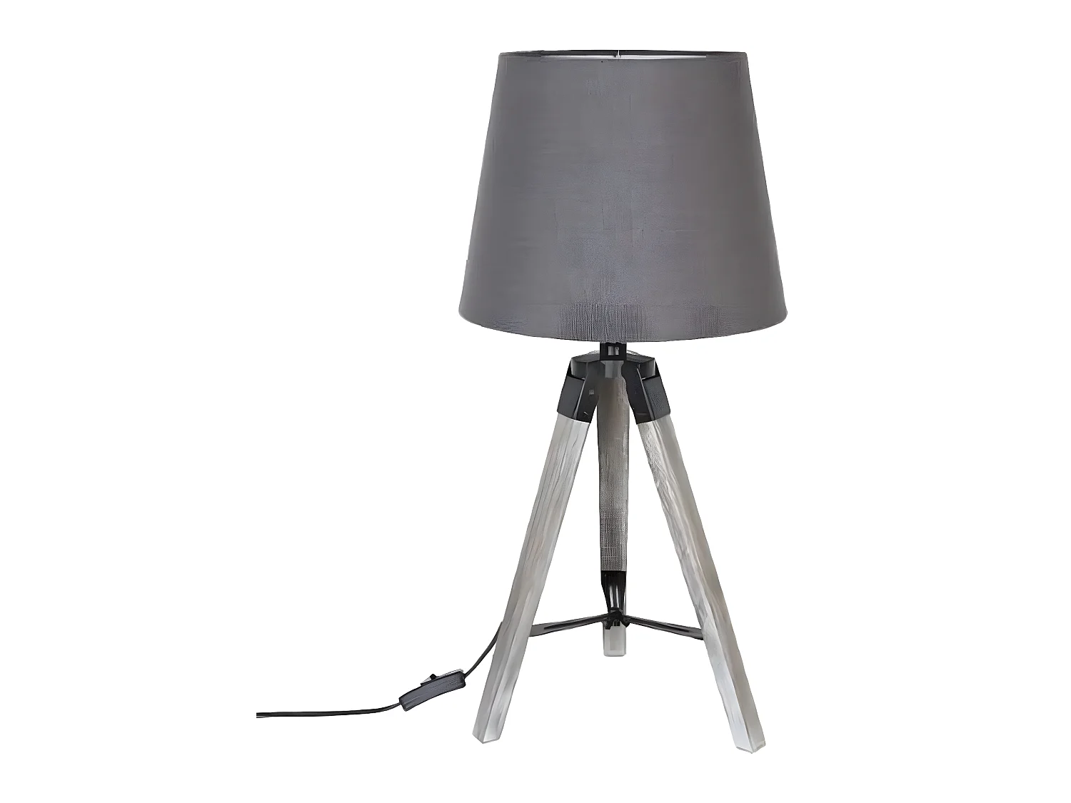 Lampe de table en polyester et Bois coloris Gris - Dim : H56 x D28 cm