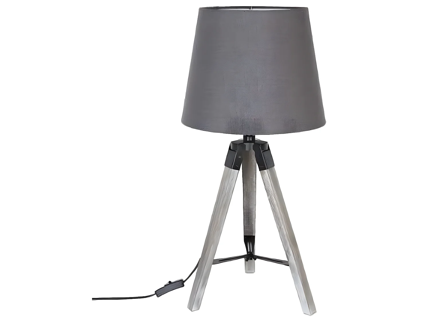 Lampe de table en polyester et Bois coloris Gris - Dim : H56 x D28 cm