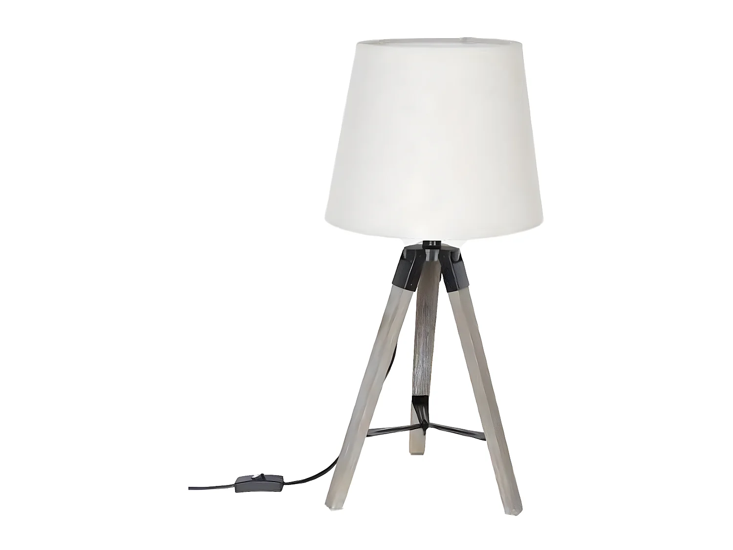 Lampe de table en polyester et Bois Lin - Dim : H56 x D28 cm