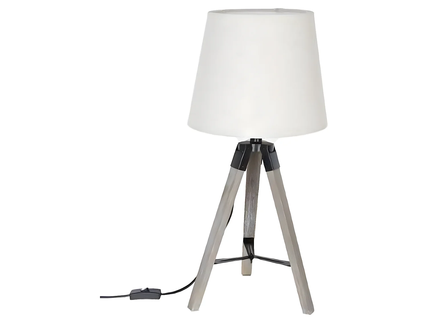 Lampe de table en polyester et Bois Lin - Dim : H56 x D28 cm