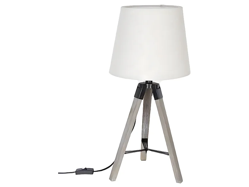 Lampe de table en polyester et Bois Lin - Dim : H56 x D28 cm