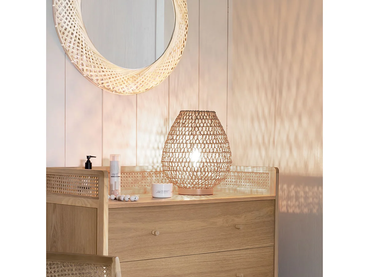Lampe en métal coloris beige - D. 30 x H. 35,5 cm