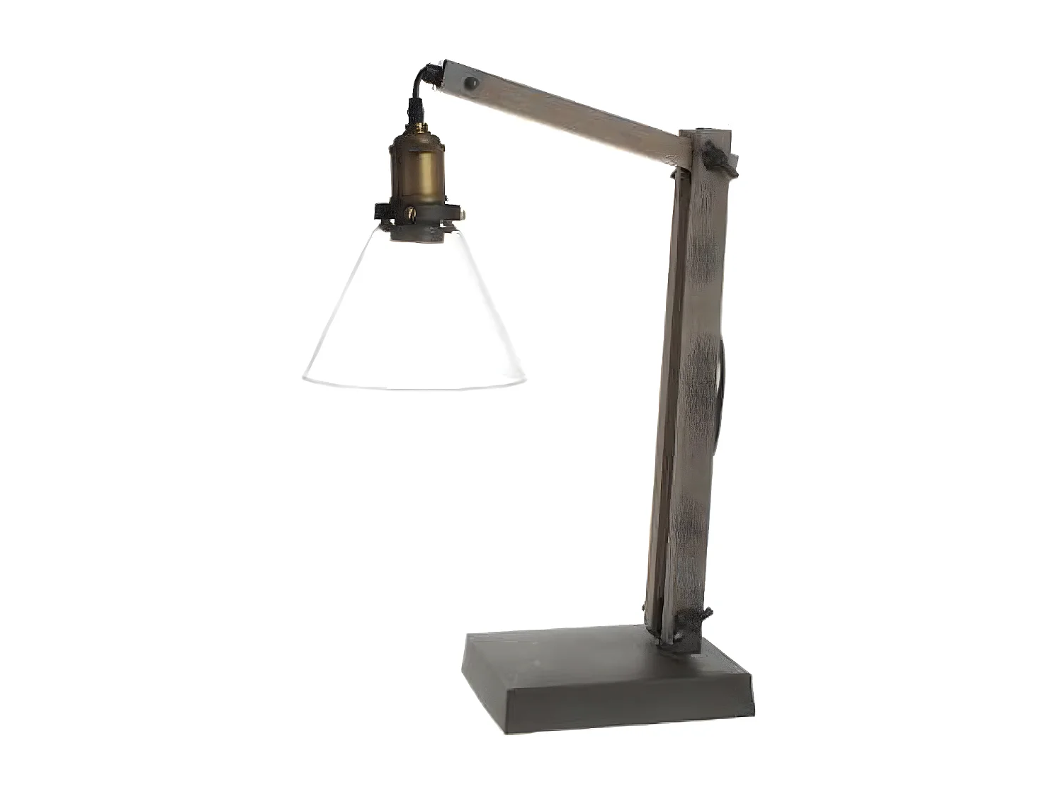 Lampe à poser en bois et métal - Dim : H. 59 x L. 18 x P. 35 cm
