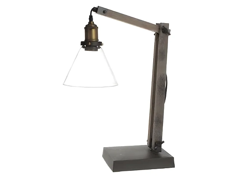 Lampe à poser en bois et métal - Dim : H. 59 x L. 18 x P. 35 cm