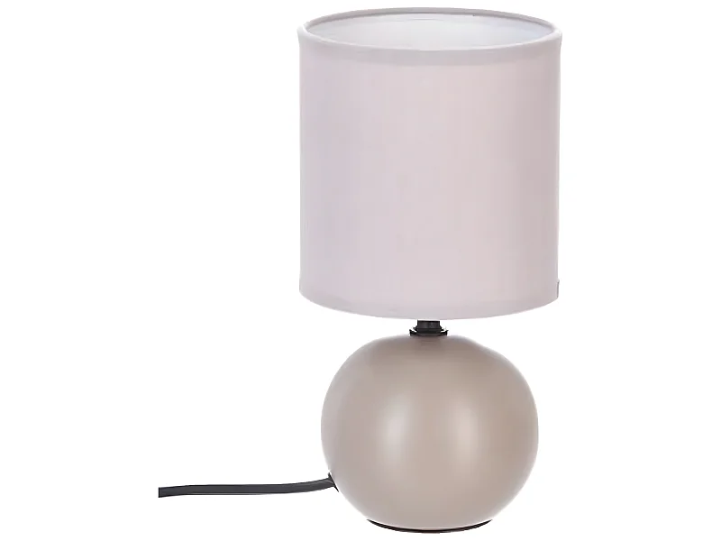 Lampe à poser en céramique finition taupe mate - Dim : D 13 x H 25 cm