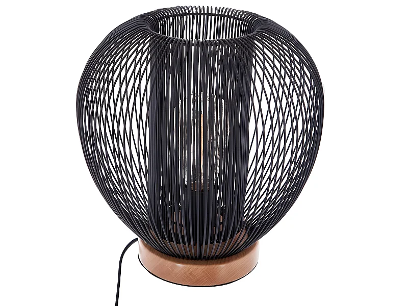 Lampe fil en métal et Hêtre coloris noir - 27,5 cm