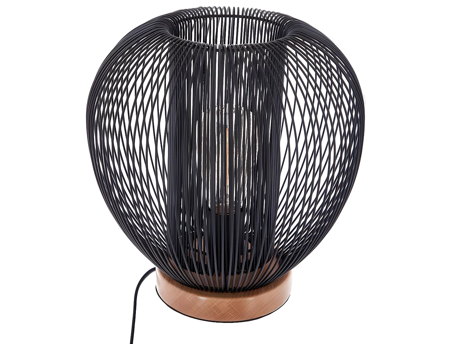 Lampe fil en métal et Hêtre coloris noir - 27,5 cm