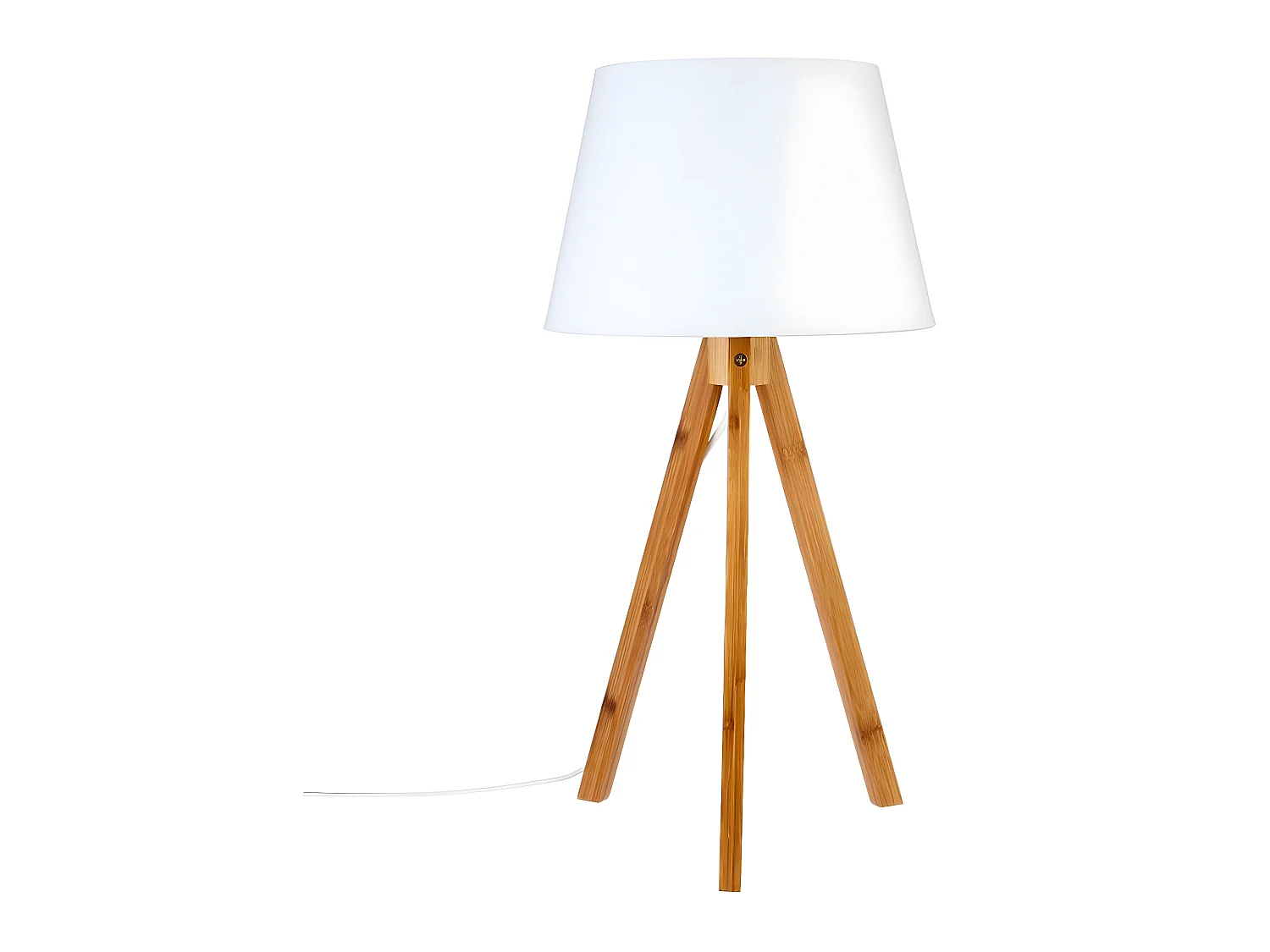 Lampe trépied à poser en Polypropylène coloris blanc, pieds en bambou naturel