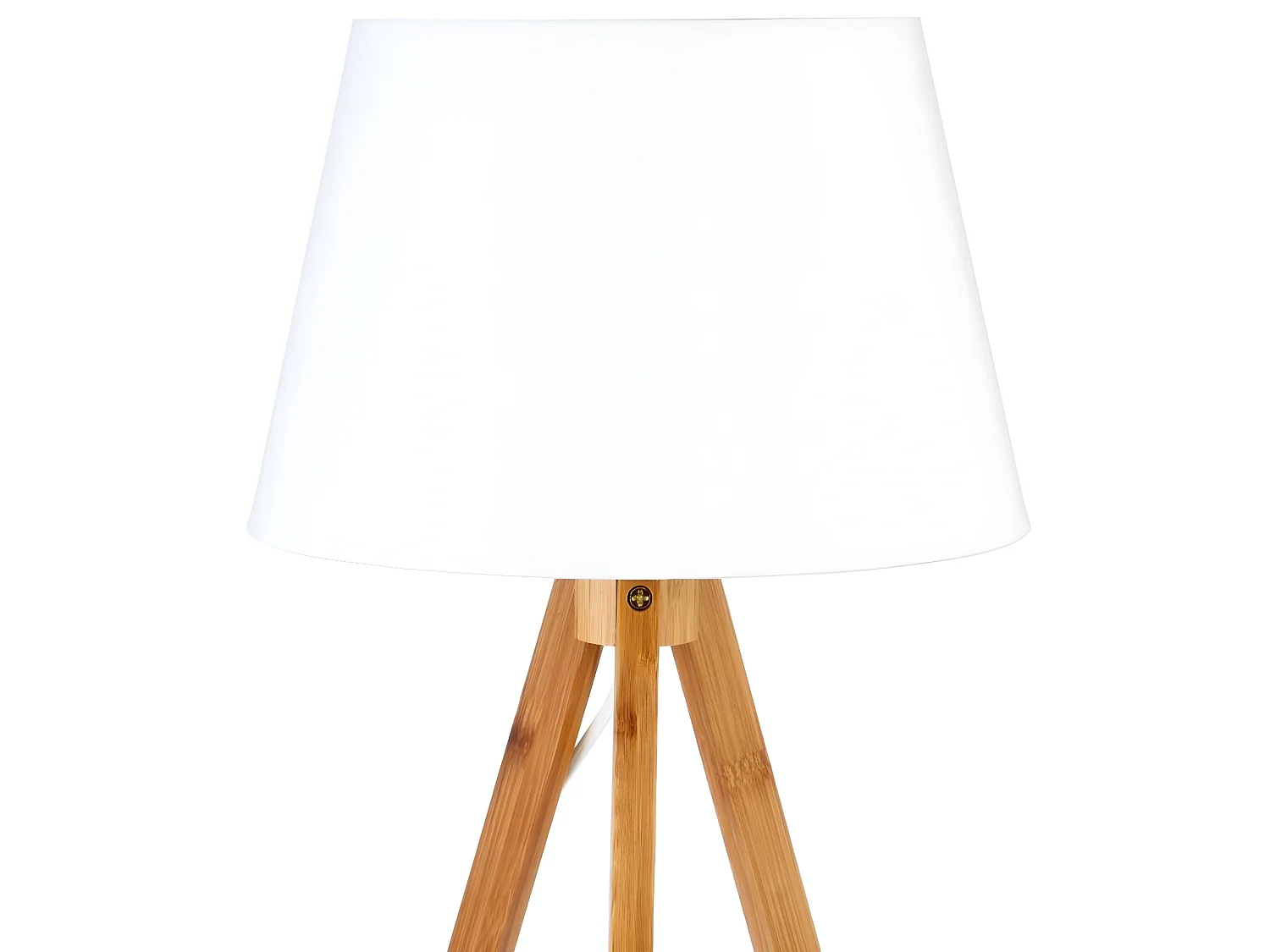 Lampe trépied à poser en Polypropylène coloris blanc, pieds en bambou naturel