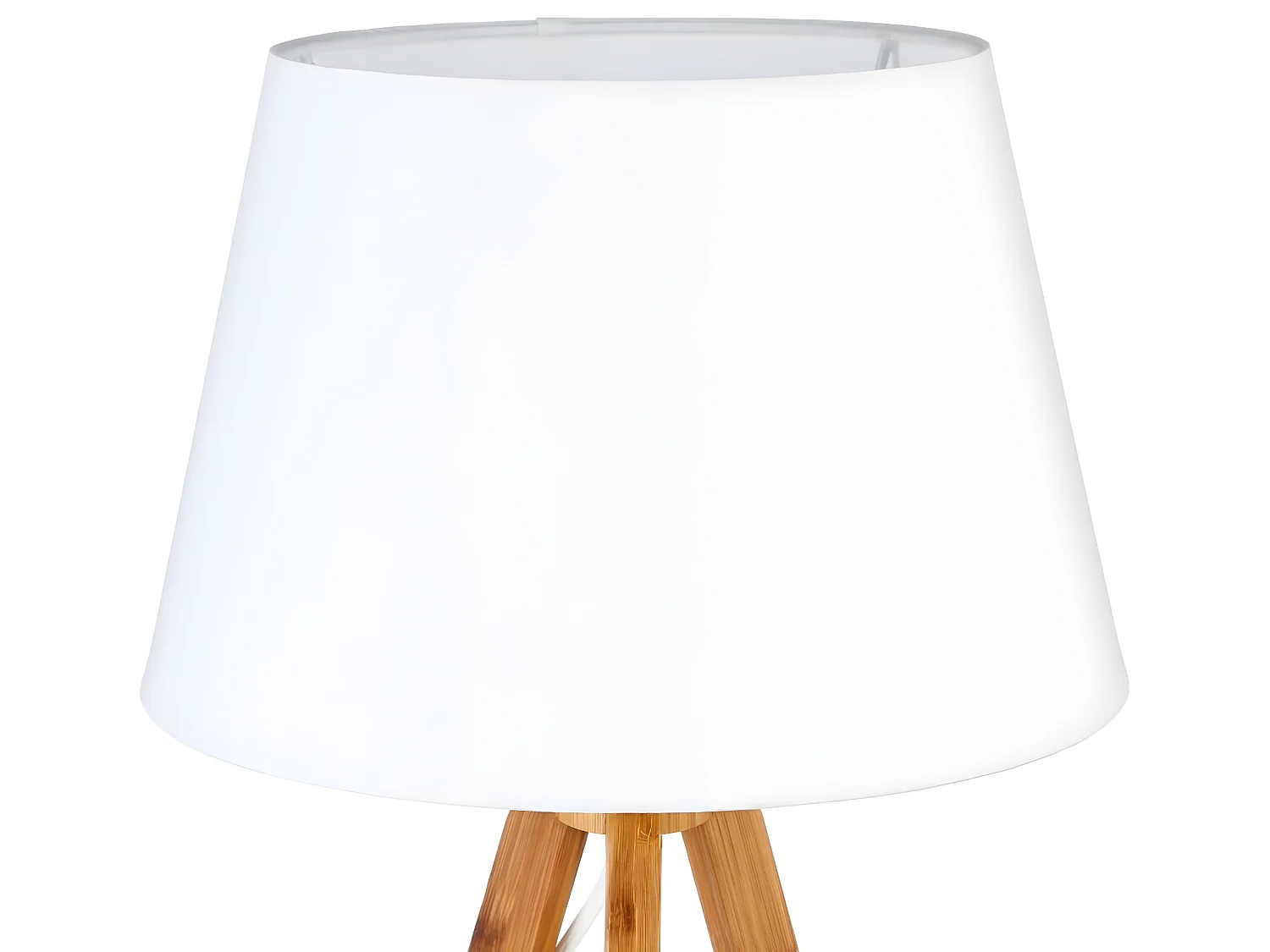 Lampe trépied à poser en Polypropylène coloris blanc, pieds en bambou naturel