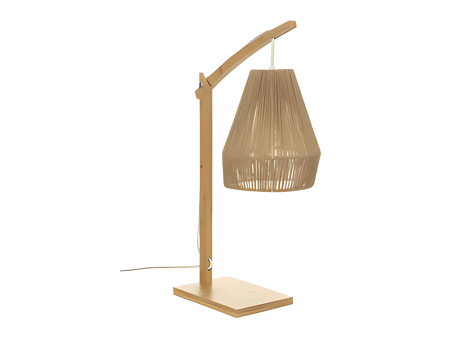 Lampe en bois / fer coloris Beige - longueur 30 x profondeur 18 x Hauteur 55 cm