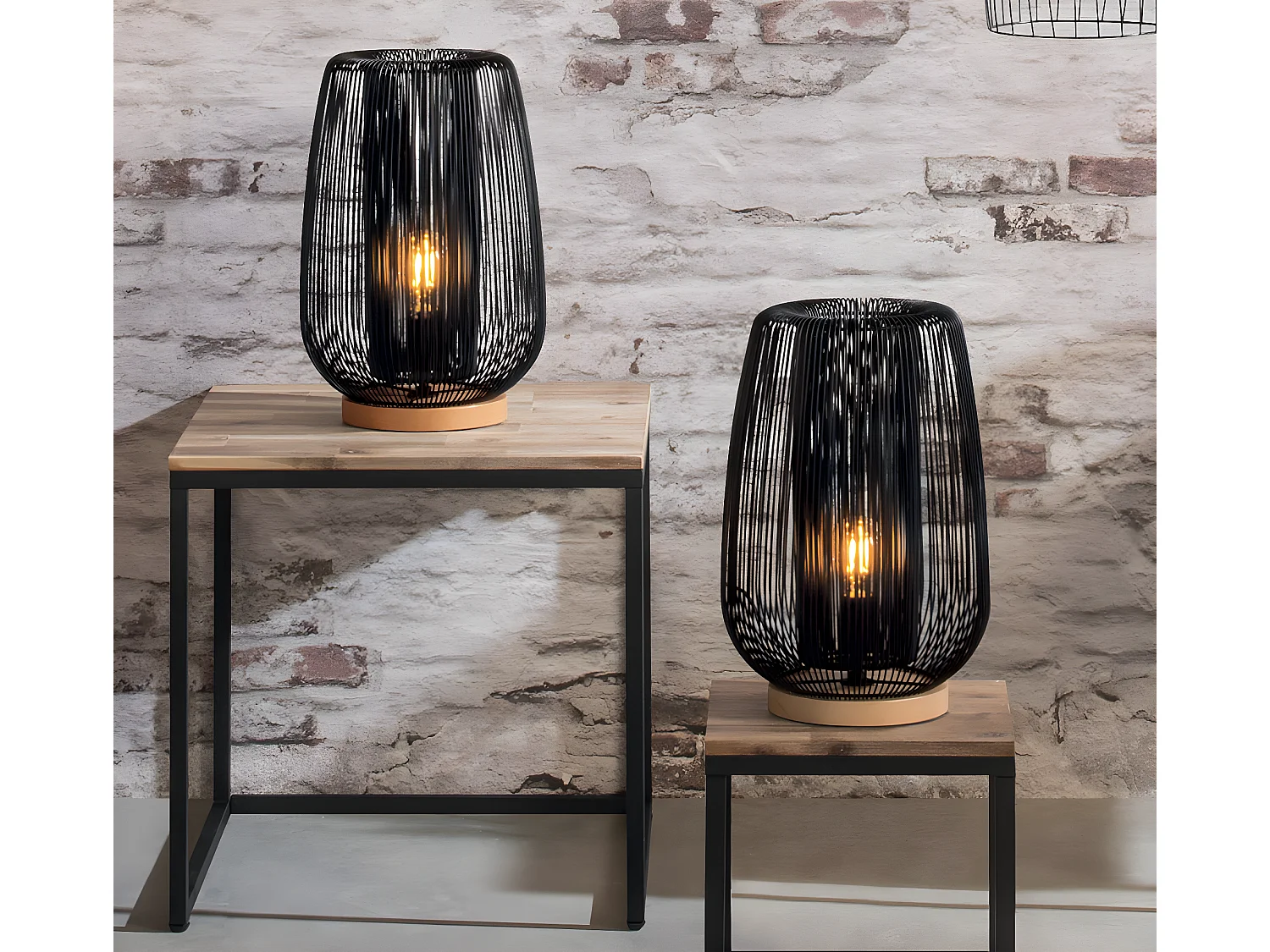 Lampe filaire métal noir - Diamètre 28,5 x Hauteur 40,5 cm