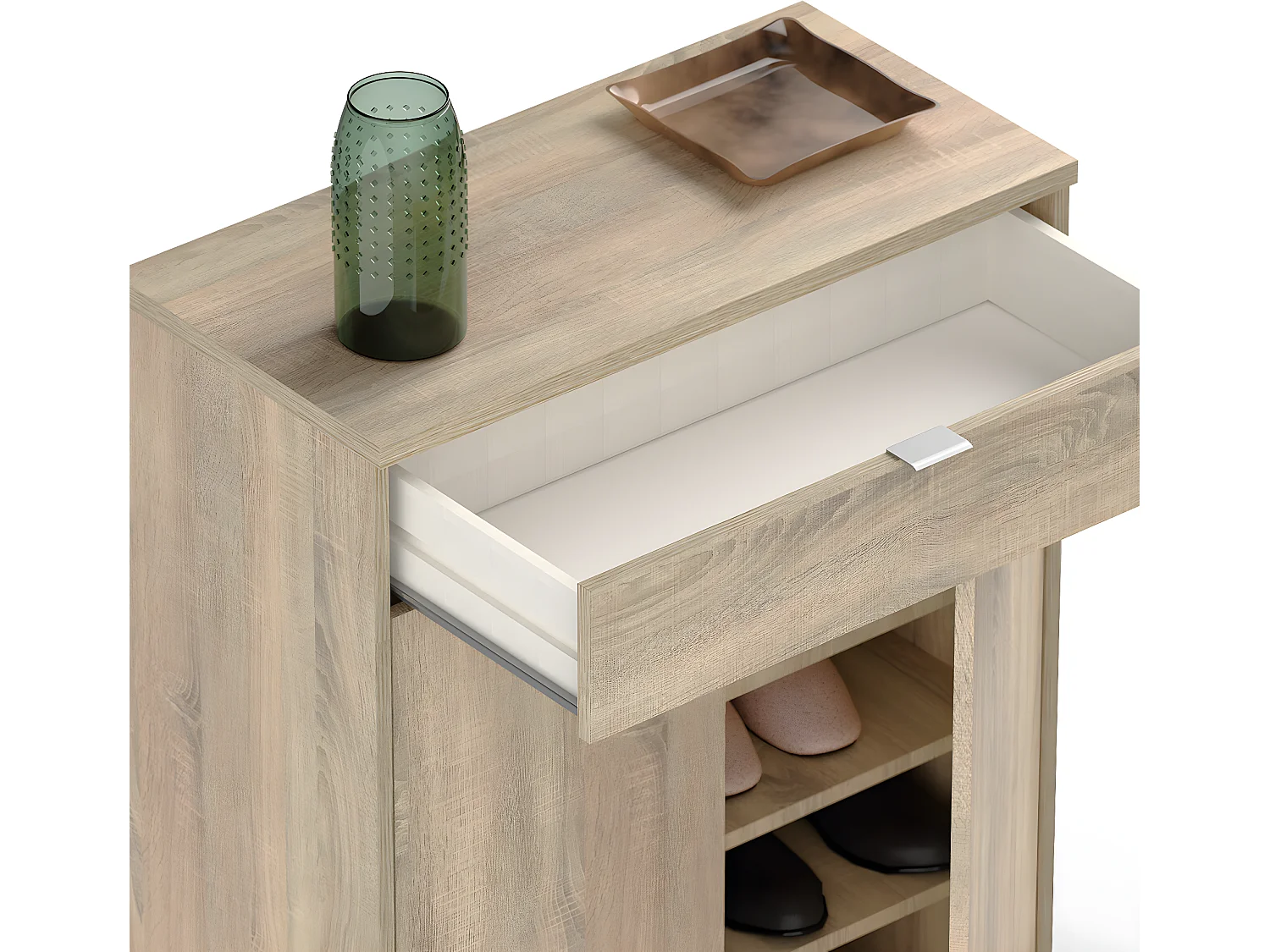 Commode meuble à chaussures coloris cambrian - Hauteur 101 x Longueur 75 x Profondeur 36 cm