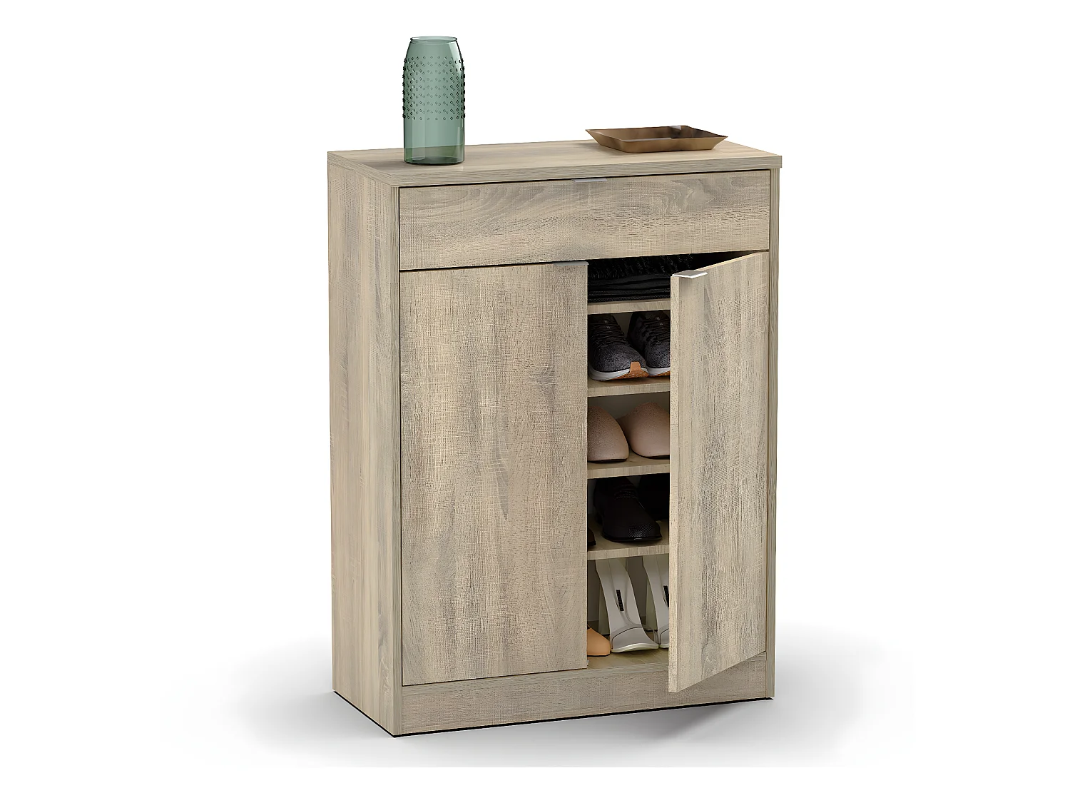 Commode meuble à chaussures coloris cambrian - Hauteur 101 x Longueur 75 x Profondeur 36 cm