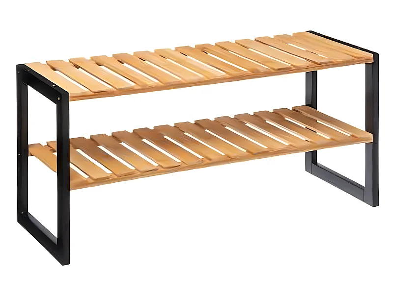 Range chaussures - naturel - 2 niveaux - L.70 x l.26 x H.34.3 cm