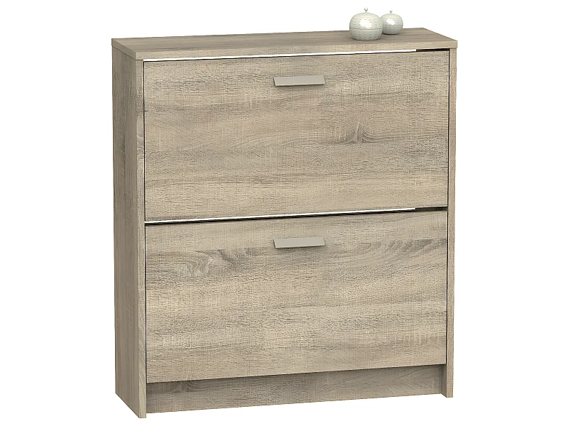 Commode Meuble à chaussures 2 portes coloris Cambrian - Hauteur 82 x Longueur 74 x Profondeur 25 cm