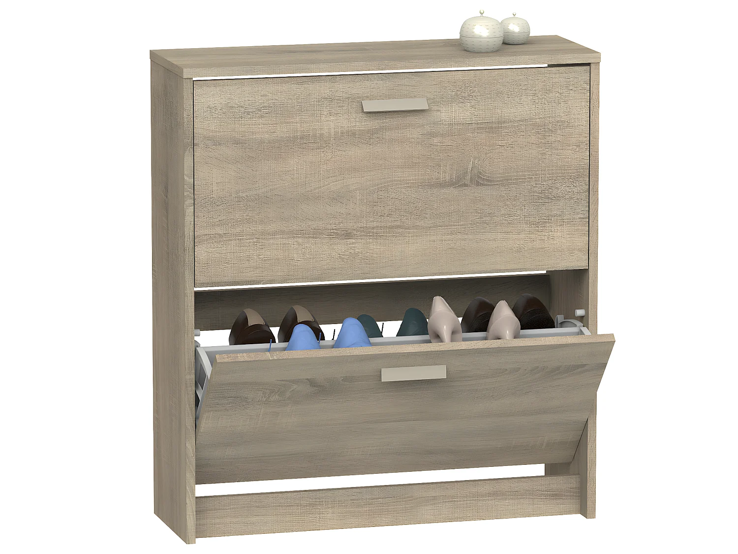 Commode Meuble à chaussures 2 portes coloris Cambrian - Hauteur 82 x Longueur 74 x Profondeur 25 cm